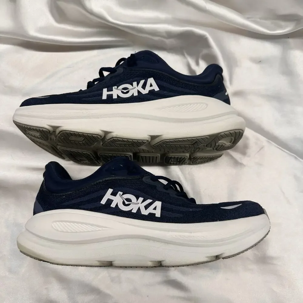 HOKA One One Bondi 9 Varsity Navy White Men's 8.5 D Running Shoes Blue GUC READ